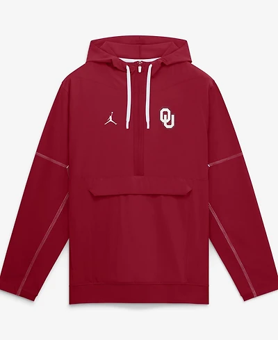 Jordan Men's Crimson Oklahoma Sooners 2026 Sideline Anorak Half-Zip Hoodie