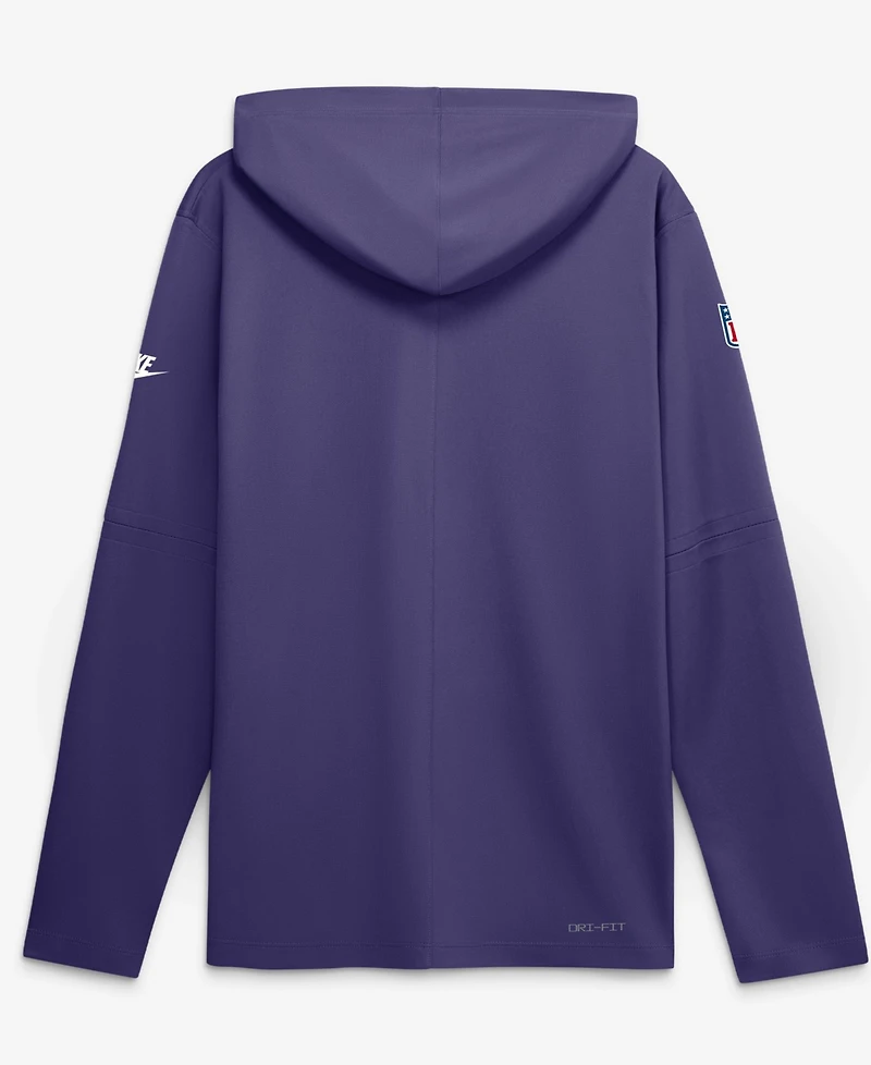 Nike Men's Purple Minnesota Vikings Sideline Alternate LightweightLong sleeves Hooded Dri-fit T-Shirt