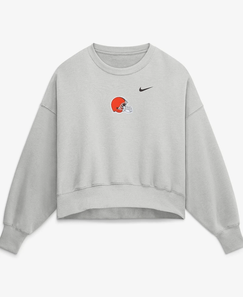 Nike Women's Gray Cleveland Browns Oversized Primetime Phoenix Fleece Sweatshirt