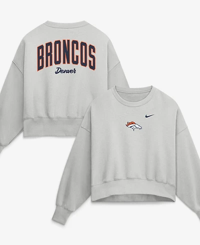 Nike Women's Gray Denver Broncos Oversized Primetime Phoenix Fleece Sweatshirt