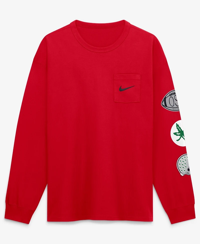 Nike Men's Scarlet Ohio State Buckeyes AcademicLong sleeves Pocket T-Shirt