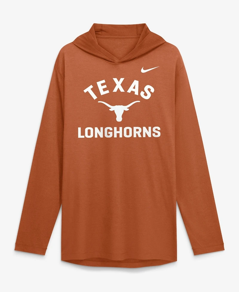 Nike Men's Texas Orange Longhorns Primetime Arch Tri-Blend Dri-FITLong sleeves Hooded T-Shirt