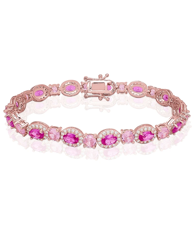 Macy's Simulated Pink Sapphire, Pink Cubic Zirconia and Cubic Zirconia Halo Laydown Bracelet