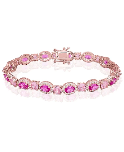 Macy's Simulated Pink Sapphire, Pink Cubic Zirconia and Cubic Zirconia Halo Laydown Bracelet
