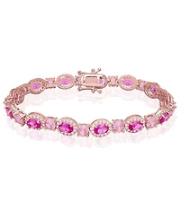 Macy's Simulated Pink Sapphire, Pink Cubic Zirconia and Cubic Zirconia Halo Laydown Bracelet