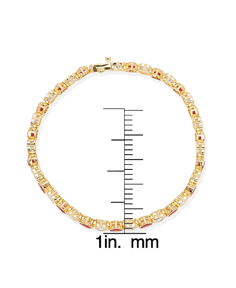 Macy's Simulated Ruby and Cubic Zirconia Bezel Heart Laydown Bracelet