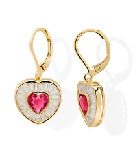Macy's Simulated Ruby and Cubic Zirconia Heart Leverback Earrings