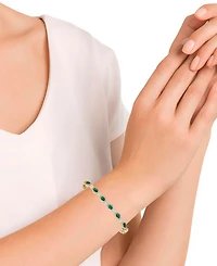 Macy's Simulated Emerald and Cubic Zirconia Oval Halo Laydown Bracelet