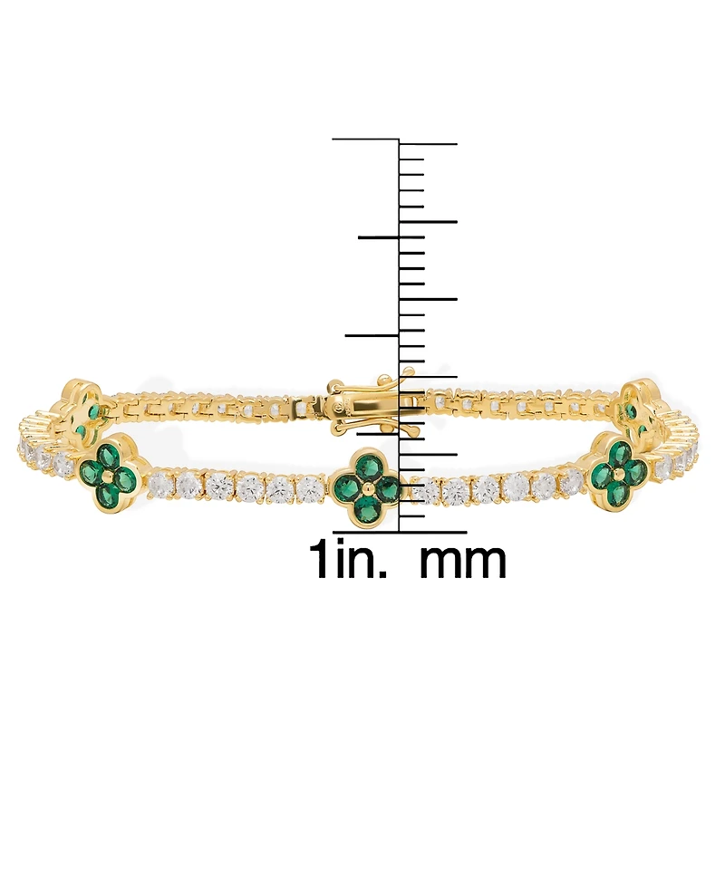 Macy's Simulated Emerald and Cubic Zirconia Clover Bracelet