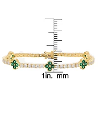 Macy's Simulated Emerald and Cubic Zirconia Clover Bracelet