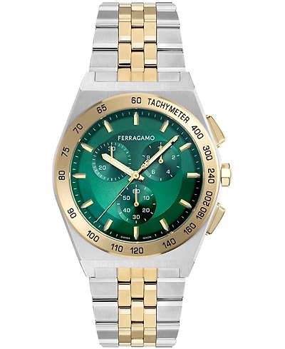 Ferragamo Men's Two-Tone Stainless Steel Chronograph Bracelet Watch 42mm