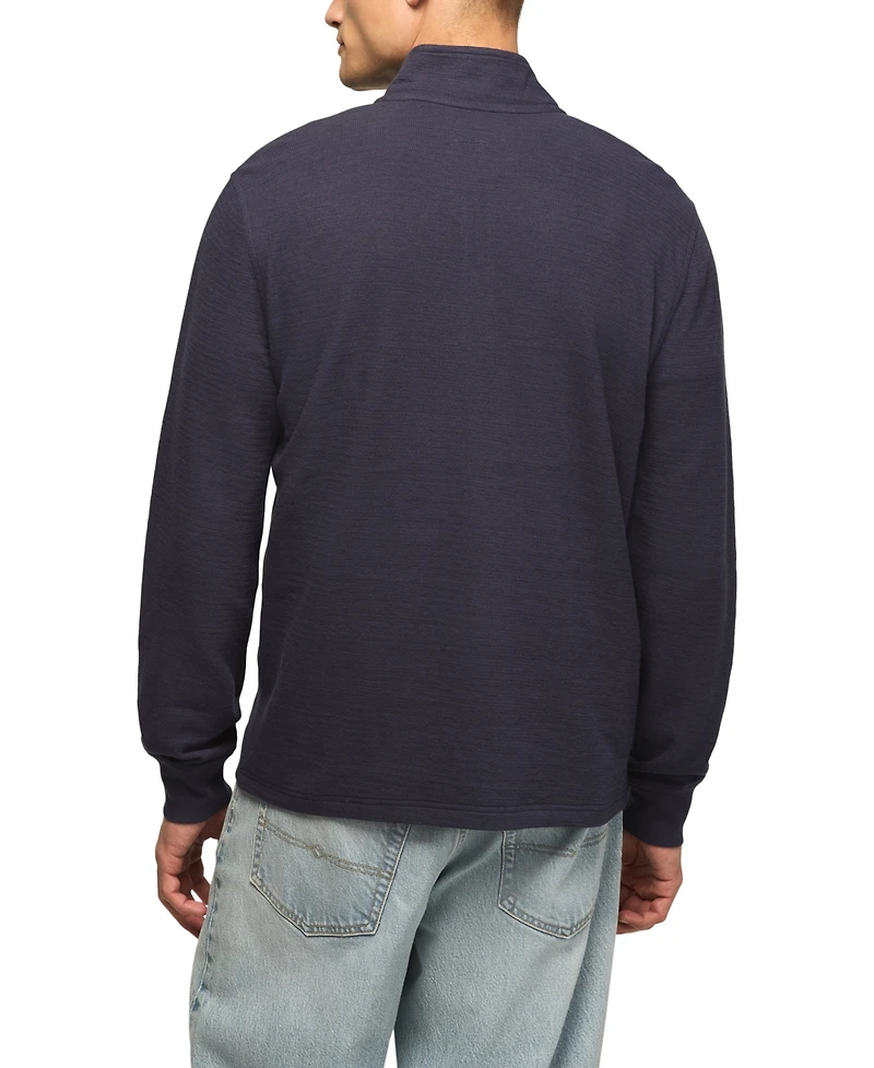 Lucky Brand Men's Mock Neck Quarter-Zip Textured Pullover Sweater