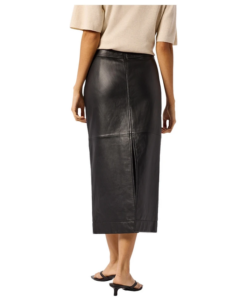 Whistles Women's Panelled Leather Midi Skirt