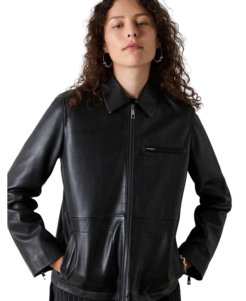 Whistles Women's Kate Zip Leather Jacket