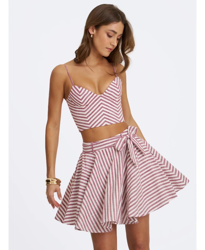 Miss Circle Women's Xolani Striped Linen Mini Skirt
