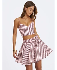 Miss Circle Women's Xolani Striped Linen Mini Skirt