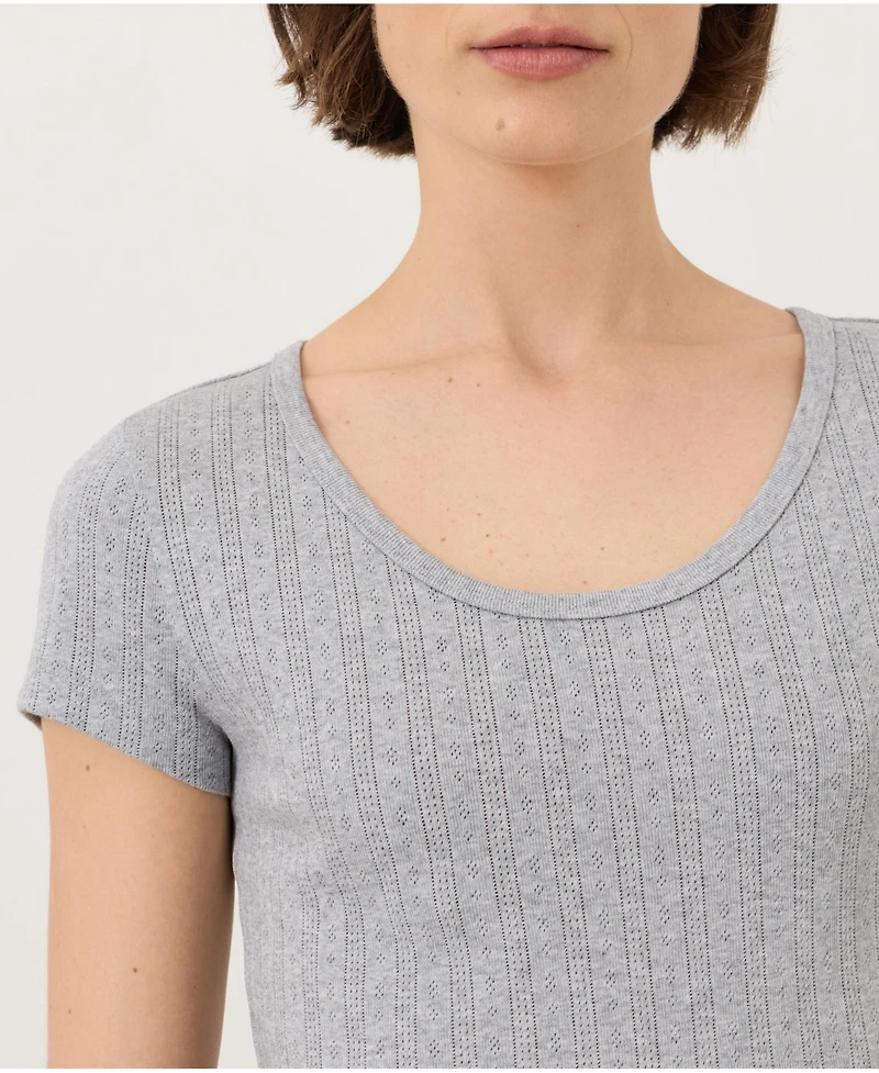 Pact Women's Organic Cotton Pointelle Scoop Neck Tee