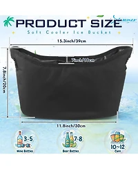 Piscifun 2 Pack 6.5L Soft Cooler Ice Bucket Portable Foldable Insulated Oxford Cloth Leakproof Liner for Camping Picnic Parties