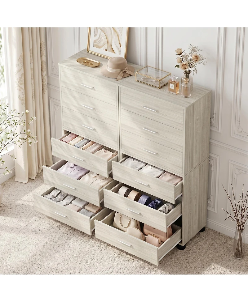 Aheaplus Wooden Storage Dresser with 3-Drawers, Nightstand Food Pads