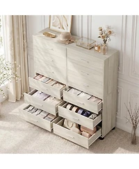 Aheaplus Wooden Storage Dresser with 3-Drawers, Nightstand Food Pads