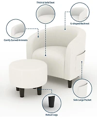 gaomon Corduroy Barrel Sofa Chair, Accent Chair with Ottoman for Bedroom, Small Space