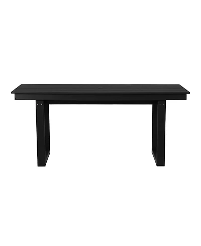WestinTrends 68" Outdoor Hdpe Modern Rectangular Patio Dining Table With Umbrella Hole
