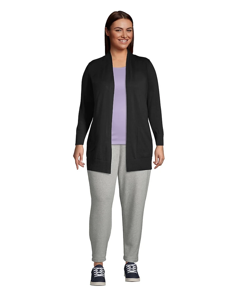 Lands' End Plus Long Sleeve Open Cardigan Sweater