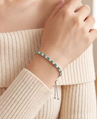 Macy's Lab-Grown Opal (7/8 ct. t.w.) & White Sapphire (1-1/10 Bolo Bracelet Sterling Silver