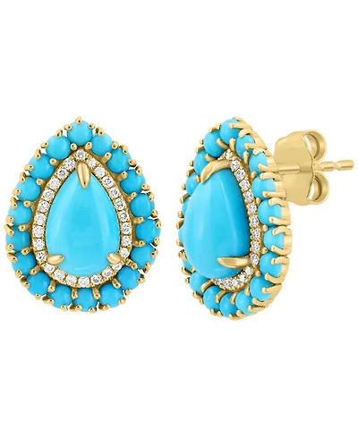 Effy Collection Turquoise & Diamond (2/5 ct. t.w.) Earrings in 14k Yellow Gold