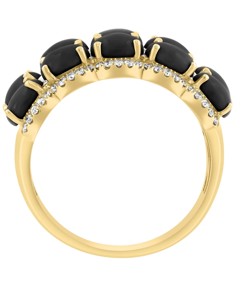 Effy Collection Onyx & Diamond (1/4 ct. t.w.) Ring in 14k Yellow Gold