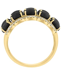 Effy Collection Onyx & Diamond (1/4 ct. t.w.) Ring in 14k Yellow Gold