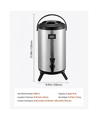 Sugift 2.4 Gallon Insulated Beverage Dispenser with Temperature Display and Stainless Steel Body