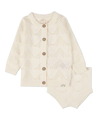 MeMoi Baby Girls 2 Piece percentage Cotton Knit Cardigan and Bloomer Set