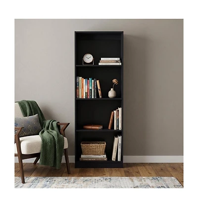 HomeRoots 71" Wood Four Tier Bookcase