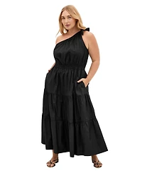 City Chic Women's Haylee One Shoulder Cotton Maxi Dress