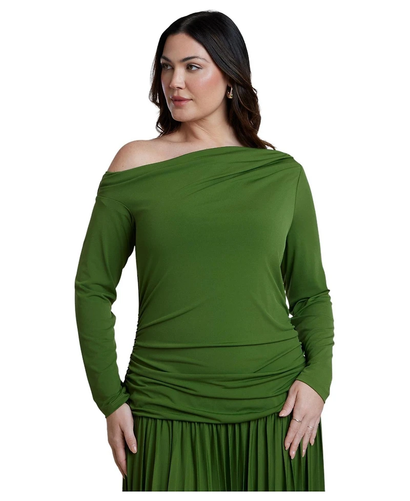 Eloquii Plus Long Sleeve Drop Waist Maxi Dress