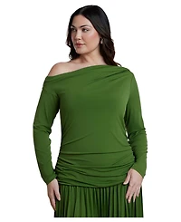 Eloquii Plus Long Sleeve Drop Waist Maxi Dress