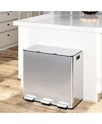 gaomon 3x20L Stainless Steel Recycling Trash Can with Soft Close Pedal Lids, Kitchen Bin for Home, Office