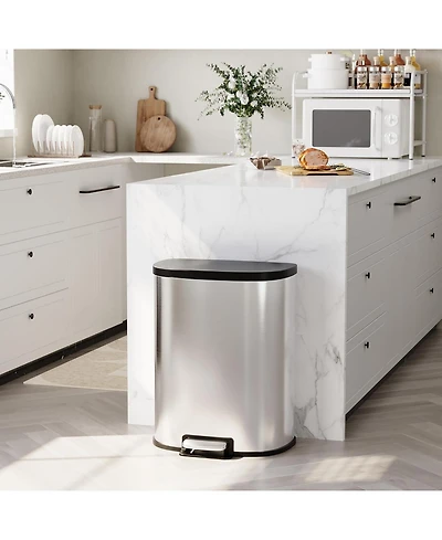 gaomon 13.2 Gal Step Stainless Steel Trash Can with Soft-Close Lid and Removable Inner Basket
