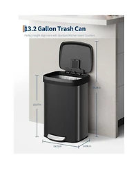 gaomon Gal Step-on Kitchen Stainless Steel Trash Can