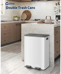 gaomon 2 x 8 Gallon Dual Compartment Kitchen Trash Can, Step Recycling Bin for Kitchen