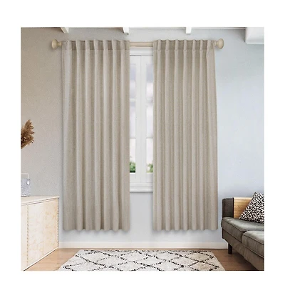 Awesome Home Short Linen Blend Light Filtering Curtains for Living Room (2 Panels), 52"x54"