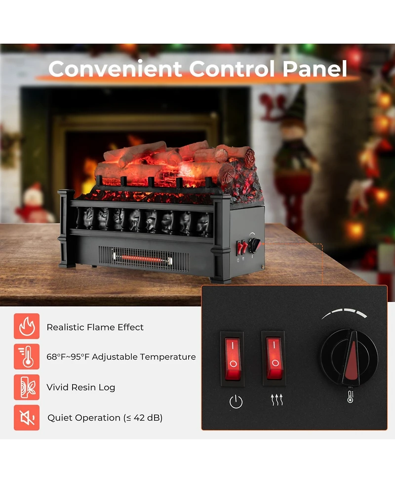 Ecooso Electric Fireplace Heater with Realistic Birchwood Ember Bed