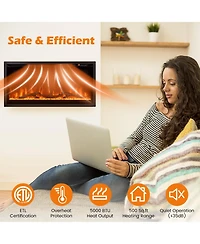 Ecooso Electric Fireplace in-Wall Recessed with Remote Control and Adjustable Color and Brightness