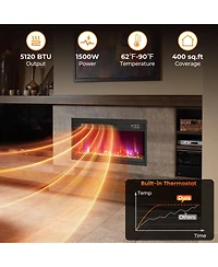 Ecooso 1500W Electric Fireplace Insert with Remote Control