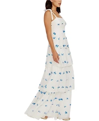 Dress The Population Women's Monica Square Neck Tiered Floral Maxi Dress