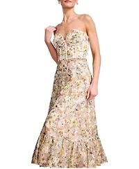Dress The Population Women's Carina Strapless Sweetheart Floral Bustier Dress