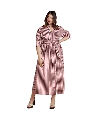 Eloquii Women's Cinch Detail Poplin Midi Dress