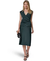 Donna Karan New York Women's Sheen Ponte Faux Surplus Top