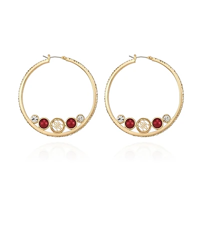 Guess Gold-Tone Imitation Pearl & Crystal Hoop Earrings